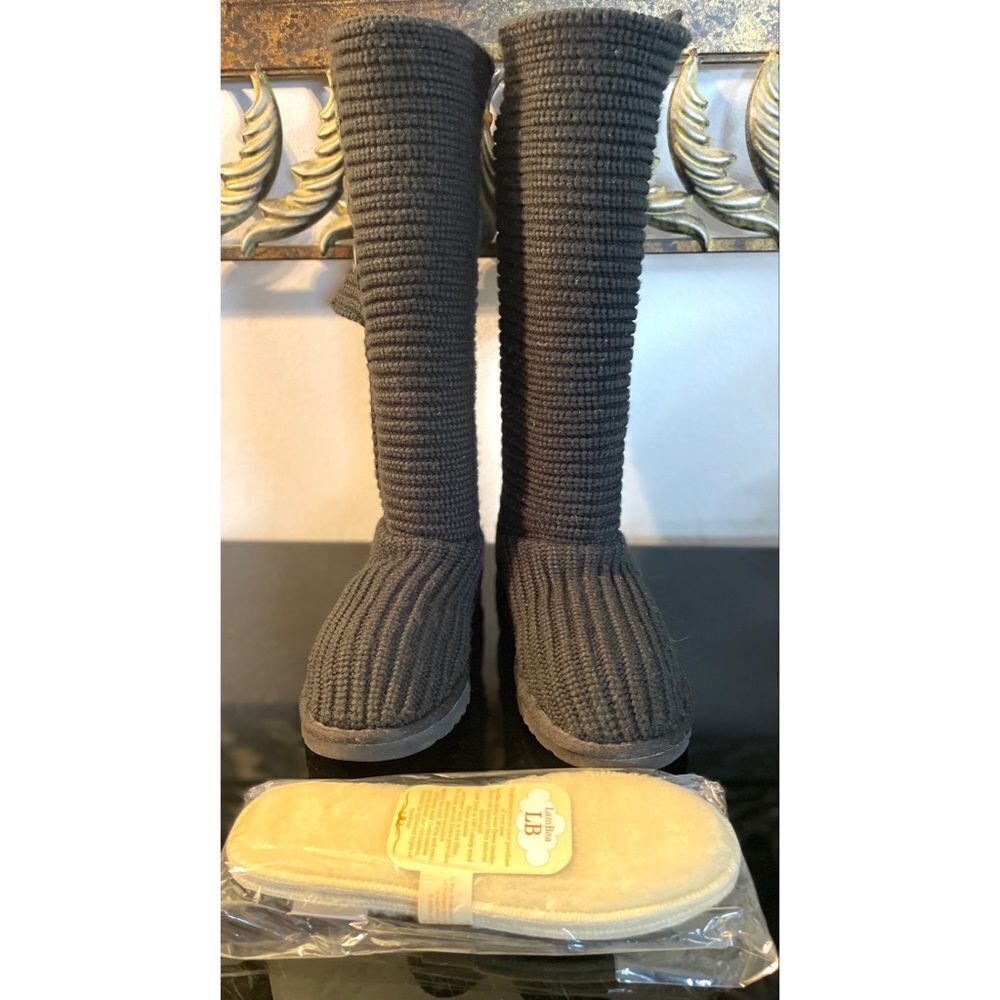 UGG 5819 Cardy Knitted Black Boots Women’s Size 7 Medium - Picture 4 of 11